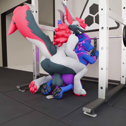 ahegao anal anal_penetration animal_genitalia animal_penis anthro anthro_on_anthro anthro_penetrated anthro_penetrating anthro_penetrating_anthro anus ball_slap balls balls_deep bdsm big_ears blue_body blue_fur bodily_fluids bondage bondage_gear bouncing_balls bound butt canine_genitalia canine_penis cuff_(restraint) cum duo ear_piercing erection facial_piercing fur genital_fluids genitals grin gym looking_pleasured male male/male male_penetrated male_penetrating male_penetrating_male moan multiple_angles nose_piercing nude paws penetration penile penile_penetration penis penis_in_ass piercing public public_nudity public_sex restraints sex size_difference slap smile smirk smug thrusting top_hole weights white_body white_fur chopanther conditional_dnp sound_warning abiboi_(modeler) deuzear vulper 1:1 3d_(artwork) 3d_animation animated digital_media_(artwork) huge_filesize short_playtime sound video