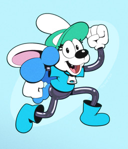 biped blue_boots blue_clothing blue_footwear blue_hair blue_tail boots clothing eyelashes female footwear fur gloves hair handwear hat headgear headwear jumping sharp_teeth shoes solo tail teeth tongue toony white_body white_clothing white_fur white_gloves white_handwear zipper_pull_tab trevor-fox canid canine mammal digital_drawing_(artwork) digital_media_(artwork) hi_res