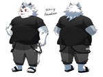 4_toes anthro belly blush bottomwear clothing feet flip_flops footwear kemono male overweight overweight_male sandals shirt shoes shorts solo text toes tongue tongue_out topwear nikiciy valkia_(nikiciy) canid canine canis mammal wolf 2022 4:3 japanese_description translation_request