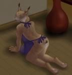 4_toes anthro apron biped butt clothing detailed_background feet green_eyes hindpaw inside kneeling looking_back male open_mouth pawpads paws pose sharp_teeth short_tail solo tail teeth toes whiskers akuji_(artist) werer-stritchy felid feline lynx mammal hi_res pinup