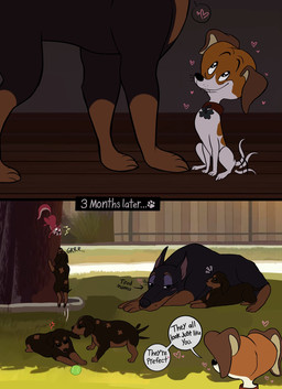 annoyed ball black_body black_eyes black_fur brown_body brown_ears brown_fur clover_(plant) clover_leaf collar collar_tag cross-popping_vein dialogue dog_park duo eye_spots family fence feral floor floppy_ears fur grass half-closed_eyes heart_symbol hearts_around_head intersex intersex/male jumping leaf litter_(animal) looking_at_another looking_up looking_up_at_another looking_up_at_partner love lying male maleherm multicolored_body multicolored_fur narrowed_eyes partially_offscreen_character plant playing pointy_ears prick_ears purple_eyelids red_body red_fur shrub size_difference smile sparkles sparkling_eyes speech_bubble surprised tail tail_motion tailwag tennis_ball text time_skip tree under_shade wall_(structure) whisker_spots whiskers white_body white_fur wood wood_floor young young_feral yogirt_fizz fixed_(film) frankie_(fixed) lucky_(fixed) canid canine canis dobermann domestic_dog hunting_dog jack_russell_terrier mammal mixed_breed pinscher rodent sciurid terrier tree_squirrel comic english_text hi_res