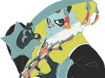 anthro asian_clothing black_body black_fur bracelet chinese_clothing clothing east_asian_clothing eyewear fur glasses headgear headwear jewelry kemono male pawpads ring shirt simple_background solo spiked_bracelet spikes topwear white_background white_body white_fur yellow_clothing yellow_shirt yellow_topwear tkhlunehnbxc2fd mihoyo zenless_zone_zero pan_yinhu bear giant_panda mammal thiren 2025