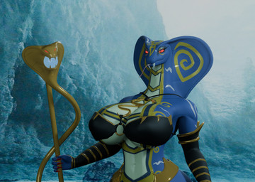 anthro armwear big_breasts blue_body breasts clothed clothed_anthro clothed_female clothing female holding_object holding_staff huge_breasts jewelry looking_at_viewer navel necklace pose pupils red_eyes slit_pupils snake_hood staff tongue tongue_out tribal tribal_clothing furryhoolyphoenix lego ninjago skales_(ninjago) cobra reptile scalie snake 3d_(artwork) digital_media_(artwork) hi_res