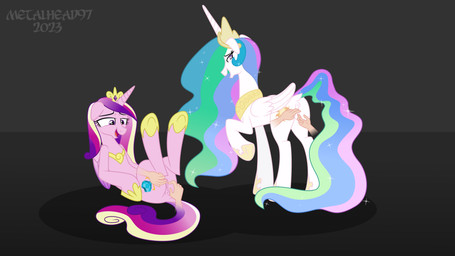 anus disembodied_hand duo_focus female genitals group horn open_mouth pink_body tickling vulva white_body wings metalhead97 friendship_is_magic hasbro my_little_pony mythology princess_cadance_(mlp) princess_celestia_(mlp) equid equine mammal mythological_creature mythological_equine winged_unicorn 16:9 absurd_res hi_res widescreen