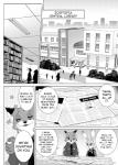 anthro clothing dialogue fur male text uniform namagakiokami disney zootopia judy_hopps nick_wilde canid canine fox lagomorph leporid mammal rabbit red_fox true_fox comic english_text monochrome