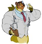 bodily_fluids brown_body brown_fur doctor fur male medical_instrument pen scientific_instrument smile solo stethoscope sweat papyuuno nickelodeon spongebob_squarepants the_patrick_star_show bear fish mammal marine sea_bear_(spongebob) half-length_portrait portrait