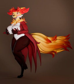 5_fingers anthro areola big_breasts big_eyes black_lips blush breast_squish breasts butt caught claws covering ears_down embarrassed eyebrows fangs female female_anthro fingers fluffy fluffy_ears fluffy_tail fur light lips mature_female multicolored_body nipples open_mouth orange_eyes pink_areola pink_nipples pivoted_ears puffed_cheeks red_body simple_background solo squish tail teeth tongue undressed plu.engineer nintendo pokemon canid canine delphox fox generation_6_pokemon mammal pokemon_(species) 3d_(artwork) digital_media_(artwork) hi_res