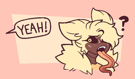 ambiguous_gender bangs black_sclera brown_body brown_fur eyelashes eyeshadow fangs freckles fur long_tongue makeup orange_body orange_fur solo swept_bangs tan_body tan_eyes tan_fur teeth text tongue tongue_out conditional_dnp welwraith taro_(welwraith) arthropod insect lepidopteran moth 2023 english_text
