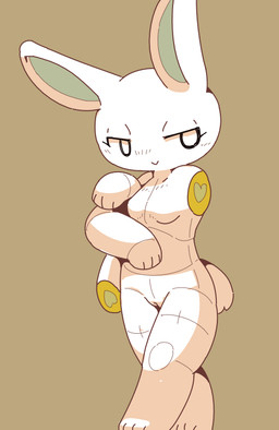 amputee anthro blush breasts brown_background detachable detachable_arms detachable_limbs disability featureless_breasts female genitals half-closed_eyes heart_symbol narrowed_eyes nude simple_background smile solo vulva crepix gizee lagomorph leporid mammal rabbit 2016