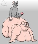 2024 absurd_res anthro arkaneanarchist_(artist) belly big_belly big_breasts big_butt big_penis blue_eyes breasts butt colored digital_drawing_(artwork) digital_media_(artwork) domestic_pig duo front_view fur genitals green_eyes grey_body grey_fur grey_penis grey_skin hair hi_res huge_belly huge_breasts huge_butt huge_hips huge_penis huge_thighs humanoid_genitalia humanoid_hands humanoid_penis imminent_sex looking_back lovehandles male male/male mammal markings mole_(marking) moobs murid murine nipples nude obese obese_anthro obese_male overweight overweight_anthro overweight_male penis penis_on_butt rat rodent simple_background smile suid suina sus_(pig) thick_thighs vein veiny_penis wide_hips