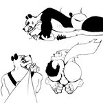 anthro butt butt_grab clenched_teeth duo hand_on_butt leash leash_pull male male/male paws presenting presenting_hindquarters tail teeth minimaopgp beastars gouhin_(beastars) legoshi_(beastars) bear canid canine canis giant_panda mammal wolf 1:1 hi_res monochrome