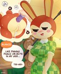 anal anal_penetration animal_crossing anthro blissful_mouth blush blush_stickers bodily_fluids breath building bunnie_(animal_crossing) conjoined_speech_bubble dialogue dildo dildo_in_ass dildo_insertion english_text female gammainks genitals header header_box heart_reaction heart_symbol hi_res house human lagomorph leporid lube mammal multi_heart_reaction nintendo nude object_in_ass outside penetration pussy rabbit sex_toy sex_toy_in_ass sex_toy_insertion solo speech_bubble sweat text thought_bubble umbrella villager_(animal_crossing)