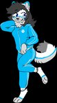 4_toes anthro barefoot blue_eyes clothed clothing digitigrade feet female fur grey_body grey_fur solo toes white_body white_fur alloplush vira_mondetti gulonine mammal marten mustelid musteline sable_(marten) alpha_channel hi_res