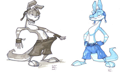 anthro barefoot belt bottomwear clothing eyewear feet fingerless_gloves gloves goggles handwear looking_at_viewer male open_mouth shorts simple_background smile solo standing tail white_background bob_rafei jak_and_daxter naughty_dog sony_corporation sony_interactive_entertainment daxter mammal mustelid ottsel 16:9 2004 hi_res official_art widescreen