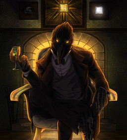 5_fingers anthro armchair black_body black_bottomwear black_bow_tie black_claws black_clothing black_feathers black_footwear black_jacket black_pants black_sclera black_shoes black_topwear bottomwear bow_tie chair claws clothing container crossed_legs cup drinking_glass feathers finger_claws fingers footwear front_view furniture glass glass_container glass_cup glowing glowing_eyes grey_clothing grey_shirt grey_topwear half-closed_eyes jacket looking_at_viewer male narrowed_eyes orange_eyes pants pupils raised_hand shirt sitting solo topwear white_clothing white_shirt white_topwear wine_glass yellow_eyes yaslion15 rusty_lake rusty_lake_roots mr._crow avian bird corvid corvus_(genus) crow oscine passerine 2024 hi_res