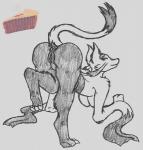 bent_over breasts butt female genitals looking_at_viewer looking_back pussy raised_leg raised_tail side_boob smile solo tail reubarbpie nintendo pokemon generation_5_pokemon mammal mienshao mustelid pokemon_(species) traditional_media_(artwork)