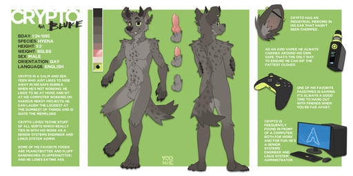 animal_genitalia animal_penis anthro balls biped black_horn black_piercing butt canine_genitalia canine_penis color_swatch computer controller dipstick_tail ear_piercing electronics erection fangs front_view fully_sheathed fur genitals glistening glistening_eyes green_eyes green_piercing grey_balls grey_body grey_ears grey_fur grey_sheath horn industrial_piercing knot looking_at_viewer male markings penis piercing pink_penis rear_view sheath smile solo spots spotted_arms spotted_body spotted_fur spotted_markings spotted_tail standing tail tail_markings teeth text yookie hyena mammal 2:1 absurd_res english_text hi_res model_sheet signature