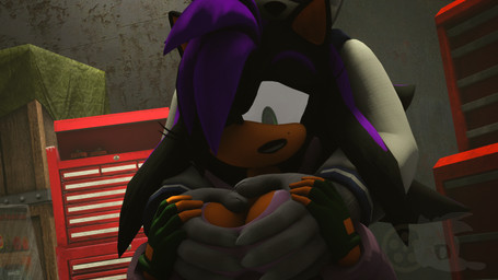anthro black_hair box breast_grab breasts clothed clothing confusion container duo female gloves green_eyes hair hand_on_breast handwear hoodie makeup male male/female orange_body orange_skin purple_hair size_difference tools topwear warehouse juicyducksfm sega sonic_the_hedgehog_(series) adam_(juicyducksfm) shadia_(addonisfm) canid canine canis eulipotyphlan hedgehog mammal wolf 16:9 3d_(artwork) digital_media_(artwork) hi_res source_filmmaker_(artwork) widescreen