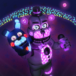 anthro black_nose blue_eyes duo electronics eyebrows glowing holding_object looking_at_viewer machine male microphone puppet purple_cheeks purple_inner_ear red_cheeks star teeth white_body peppertimer five_nights_at_freddy's scottgames sister_location funtime_freddy_(fnafsl) puppet_bonnie_(fnafsl) animatronic bear mammal robot 1:1 3d_(artwork) digital_media_(artwork) hi_res source_filmmaker_(artwork)