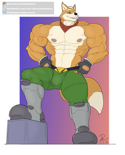 abs anthro belt biceps boots bottomwear clothing cocky cocky_grin deltoids eyebrows footwear forearm_muscles gloves green_eyes grin handwear holding_belt holding_object male muscular muscular_anthro muscular_arms muscular_male muscular_thighs navel nipples obliques pants pecs pose scarf shoes smile smug smug_grin solo tail thick_neck tight_bottomwear tight_clothing tight_pants triceps conditional_dnp dischimera nintendo star_fox fox_mccloud canid canine fox mammal 2026