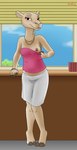 anthro bottomwear bracelet breasts clothed clothing female flashing flashing_breasts fur hooved_fingertips jewelry skirt solo tan_body tan_fur topwear tube_top inured study_partners chloe_(study_partners) camel camelid mammal absurd_res hi_res