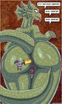 3:5 absurd_res ambiguous_gender anal anal_penetration anthro armor blush butt deepest_sword digital_media_(artwork) dragon duo english_text female genitals green_body green_scales heartlessangel3d hi_res human improvised_sex_toy knight larger_female long_the_dragon mammal melee_weapon mythological_creature mythological_scalie mythology nude penetration pixel_(artwork) pussy scales scalie size_difference speech_bubble sword text tongue tongue_out warrior weapon