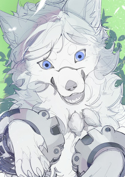 5_fingers ambiguous_gender blue_eyes claws cuff_(restraint) extreme_size_difference eyebrows facial_scar fangs feral finger_claws fingers fur grass grass_background green_background group hair handcuffs inner_ear_fluff larger_feral looking_at_another lying metal_cuffs monotone_body monotone_fur nose_scar on_back on_top open_mouth plant pupils restraints scar simple_background size_difference smaller_feral teeth trio tuft white_body white_eyebrows white_fur white_hair white_inner_ear_fluff white_sclera chiayeeee avian bird canid canine canis mammal wolf 2024 absurd_res bust_portrait digital_drawing_(artwork) digital_media_(artwork) full-length_portrait hi_res portrait