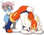 anthro ass_up blush butt covering covering_eyes covering_face duo ears_down female flustered fur heart_symbol jack-o'_pose looking_at_viewer lying male on_front pivoted_ears pose simple_background smile spikes spikes_(anatomy) standing tuft white_background acky05 nintendo pokemon cinderace generation_4_pokemon generation_8_pokemon lucario pokemon_(species) 2021 5:4 hi_res