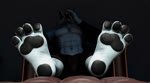 4_fingers 4_toes anthro barefoot black_body black_bottomwear black_claws black_clothing black_fur black_nails black_nose black_pants black_pawpads bottomwear chair cigar claws clothing colored_nails feet feet_on_ottoman fingers foot_focus fur furniture humanoid_hands male multicolored_body multicolored_fur muscular muscular_male nails ottoman pants pawpads paws plantigrade red_eyes sitting smoke smoke_from_mouth smoking smoking_cigar soles solo toe_claws toes two_tone_body two_tone_fur chopanther dreamworks puss_in_boots_(dreamworks) death_(puss_in_boots) death_(valorlynz) canid canine canis mammal wolf 3d_(artwork) animated digital_media_(artwork) hi_res short_playtime sound webm