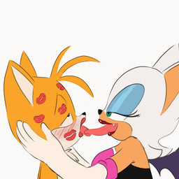 age_difference anthro duo female kiss_mark long_tongue male male/female older_female tongue young younger_male 4chan_anon anonymous_artist sega sonic_the_hedgehog_(series) miles_prower rouge_the_bat bat canid canine fox mammal red_fox true_fox 1:1 animated