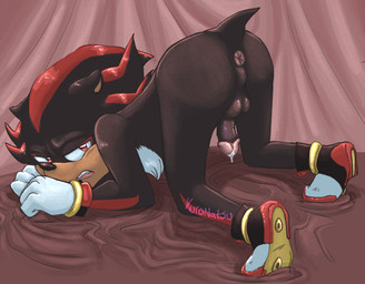 anthro anus ass_up balls bodily_fluids clothing erection footwear genital_fluids genitals humanoid_genitalia humanoid_penis male penis precum presenting presenting_anus shoes solo submissive submissive_male kuronatsu sega sonic_the_hedgehog_(series) shadow_the_hedgehog eulipotyphlan hedgehog mammal