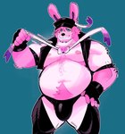 anthro beard belly big_belly blue_eyes bow_tie bulge chaps clothing eeveelution facial_hair fingerless_gloves front_view fur generation_6_pokemon gloves hair handwear leather_daddy male manly musclegut muscular muscular_anthro muscular_male nintendo overweight overweight_anthro overweight_male pink_body pink_fur pink_hair pokemon pokemon_(species) purplecider solo sylveon underwear white_body white_fur