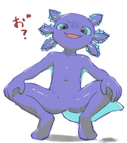 5_fingers ambiguous_gender anthro black_eyes blue_body blue_sclera cheeky crouching fangs featureless_crotch fingers hands_on_knees hands_on_legs looking_at_viewer navel nude_ambiguous open_mouth simple_background smug solo spread_legs spreading tail teeth text tiptoes white_background young young_ambiguous young_anthro kochi662368621 epic_games fortnite axo_(fortnite) amphibian aquatic axolotl mole_salamander salamander 2025 hi_res japanese_description japanese_text male_(lore)