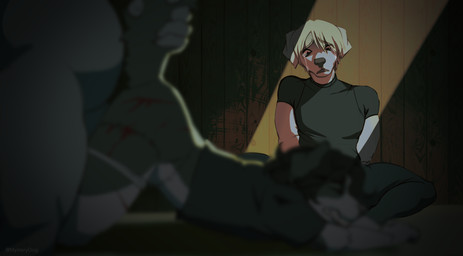 all_fours anthro ass_up belly big_belly blonde_hair blood blurred_foreground bodily_fluids clenched_teeth clothed clothing crying cuckold dark female forced forced_to_watch from_behind_position gash group hair leapfrog_position looking_at_another male male/female overweight overweight_male panties panties_down partially_clothed penetration rape restraints sex suffering tail tail_grab tears tears_of_sadness teeth underwear underwear_down vaginal vaginal_penetration wound_on_leg wound_on_torso wounded mystery.dog capcom resident_evil alexa_(mystery.dog) leon_kennedy bird_dog border_collie canid canine canis collie domestic_dog golden_retriever herding_dog hunting_dog mammal pastoral_dog retriever sheepdog hi_res