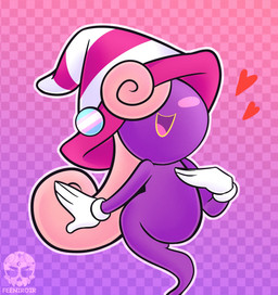 4_fingers badge bangs bent_arm blush checkered checkered_background clothing curly_hair eyeless female female_humanoid fingers gloves hair handwear happy hat headgear headwear heart_symbol legless lgbt_pride light lips logo long_hair noseless not_furry open_mouth open_smile outline pattern_background pattern_clothing pattern_hat pattern_headgear pattern_headwear pink_clothing pink_hair pink_hat pink_headwear pink_tongue pose pride_colors purple_body purple_skin simple_background smile solo straight_arm striped_clothing striped_hat striped_headgear striped_headwear stripes text tongue transgender_pride_colors translucent_outline white_clothing white_gloves white_handwear white_outline white_stripes witch_hat yellow_lips feeniroir mario_bros nintendo paper_mario paper_mario:_the_thousand_year_door vivian_(mario) humanoid shadow_siren 2024 artist_logo artist_name colored digital_drawing_(artwork) digital_media_(artwork) english_description hi_res lighting shaded soft_shading trans_(lore) trans_woman_(lore)