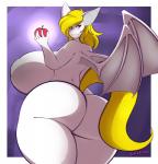 anthro apple big_breasts big_butt blush breasts butt female food fruit huge_breasts huge_butt inverted_nipples nipples nude plant rear_view solo thick_thighs wings gin-blade hasbro my_little_pony white_heart_(oc) thestral absurd_res hi_res