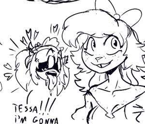 :3 alternate_species anthro bare_shoulders big_breasts big_eyes black_sclera blush blush_lines bodily_fluids bow_ribbon breasts buckteeth clothing dress dripping drooling duo excited exclamation_point eyebrows female female/female freckled_breasts freckled_face freckled_shoulders freckles fur furrification furrowed_brow hair heart_symbol hearts_around_head imminent_orgasm long_hair long_tongue looking_away machine open_mouth pigtails raised_eyebrows saliva saliva_drip saliva_on_tongue screen screen_face simple_background smile snout teeth tongue twintails_(hairstyle) white_background white_body white_fur white_hair white_skin wide_eyed diddlydooter1 glitch_productions murder_drones zamn background_character j_(murder_drones) tessa_(murder_drones) animal_humanoid humanoid lagomorph lagomorph_humanoid leporid_humanoid mammal mammal_humanoid rabbit_humanoid robot robot_humanoid worker_drone black_and_white digital_drawing_(artwork) digital_media_(artwork) meme monochrome sketch