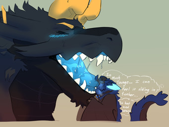anthro black_body black_fur black_scales blue_blush blue_tongue blush duo extreme_french_kiss french_kissing fur glowing glowing_ears horn kissing male male/male neck_bulge scales size_difference thought_bubble tongue tongue_in_throat kingkuga bandai_namco digimon mythology briggsy_(kingkuga) bat digimon_(species) dragon furred_dragon furred_scalie mammal mythological_creature mythological_scalie scalie 4:3 hi_res