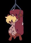 alpha_channel anthro arms_tied bdsm blood bodily_fluids bondage bound bruised demonbunnyalice female hair hair_over_eyes hi_res hyena living_punching_bag mammal masochism punching_bag restraints rope rope_bondage sammy_(demonbunnyalice) solo