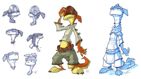 accessory anthro armor barefoot bottomwear claws clothing feet furgonomics headgear helmet male pants scratching_head shirt simple_background smile solo standing tail tail_accessory teeth topwear white_background bob_rafei jak_and_daxter naughty_dog sony_corporation sony_interactive_entertainment ottsel_dummy mammal mustelid ottsel 16:9 2004 hi_res official_art widescreen