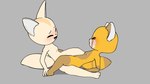 3_toes 4_fingers anthro biped blush breasts duo eyebrows eyes_closed feet female female/female fingers grey_background nipples nude nude_female raised_inner_eyebrows sex simple_background small_breasts tail toes tribadism vaginal e254e aggretsuko sanrio fenneko retsuko ailurid canid canine fennec_fox fox mammal red_panda true_fox 2024 animated hi_res