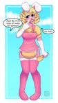 abdl ageplay anthro blonde_hair blue_eyes clothed clothing curled_hair diaper diaper_under_clothing female front_view fur glistening glistening_eyes hair infantilism legwear looking_at_viewer object_in_mouth pacifier pacifier_in_mouth pink_body pink_clothing pink_fur pink_legwear pink_topwear roleplay solo standing text topwear wearing_diaper white_body white_diaper white_fur riddlr lagomorph leporid mammal rabbit english_text full-length_portrait hi_res portrait