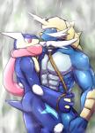 2014 abs amphibian anthro anthrofied bald beard blush butt collar facial_hair frog gay greninja hair half-closed_eyes leash long_tongue looking_down looking_up male mammal manly mustache mustelid nintendo nude otter pecs pokémon rope ryuukikeito samurott size_difference squint standing sweat teeth tongue tongue_out video_games wet
Rating: Questionable
Score: 12
User: forkU
Date: March 29, 2014