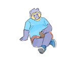 anthro biped bottomwear brown_body clothed clothing duo feral humanoid_hands shirt shorts simple_background sitting slightly_chubby topwear white_background lentejota6 bear mammal short-faced_bear spectacled_bear 2021 4:3 hi_res