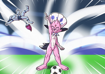 3_toes 5_fingers 5_toes ambiguous_gender anthro ball casual_nudity claws countershade_feet countershading defeated detailed_background digit_ring duo eyes_closed eyewear feathers feet fingers football_player fur glasses grey_body grey_fur humanoid_feet jewelry male muscular nude paws pink_body pink_fur pink_soles plantigrade pokemorph purple_eyes ring soccer_ball soles stadium tail toe_ring toes two_tone_feet two_tone_paws wind rodricoro inazuma_eleven level-5 nintendo pokemon bristle_smeargle fan_character kerolink canid canine generation_2_pokemon generation_4_pokemon mammal pokemon_(species) smeargle weavile absurd_res colored digital_media_(artwork) full-length_portrait hi_res portrait shaded