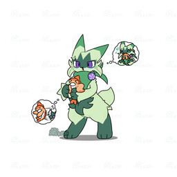 3_fingers 3_toes :3 ^w^ ambiguous_anthro ambiguous_feral ambiguous_gender anthro arm_tuft biped black_nose bodily_fluids cheek_tuft claws dipstick_ears duo ear_markings facial_markings facial_tuft feet feral finger_claws fingers fur gloves_(marking) green_body green_ear_tips green_ears green_fur green_markings green_tail head_markings heart_symbol leg_markings looking_at_another markings mask_(marking) multicolored_body multicolored_ears multicolored_fur open_:3 open_mouth open_smile orange_body pawpads pupils purple_eyes purple_pawpads purple_tongue short_tail simple_background smile socks_(marking) solo standing sweat sweatdrop tail text thought_bubble toes tongue tuft two_tone_body two_tone_fur white_background white_body white_claws white_finger_claws wrist_tuft tontaro nintendo pokemon felid feline floragato generation_9_pokemon mammal pokemon_(species) shiny_pokemon tatsugiri 1:1 2026 2d_animation animated artist_name better_version_at_source digital_media_(artwork) frame_by_frame loop pictographics seamless_loop watermark