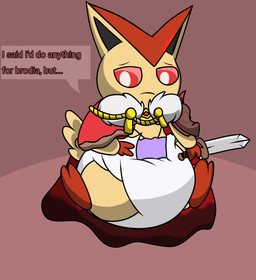 anthro clean_diaper clothed clothing dialogue diaper frown male melee_weapon pokefied solo sword text weapon wearing_diaper merrit_(artist) fire_emblem fire_emblem_engage nintendo pokemon diamant_(fire_emblem) generation_5_pokemon legendary_pokemon pokemon_(species) victini absurd_res hi_res