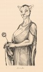 anthro big_breasts breasts clothing dress female flower gem holding_object jewelry mature_female necklace pearl_(gem) pearl_necklace plant rose_(flower) solo diorionarh cougar felid feline mammal hi_res