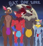 5_fingers abs anthro arm_tuft athletic athletic_anthro bedroom_eyes biped black_eyebrows black_eyes black_finger_claws black_nipples blonde_hair blue_body blue_clothing blue_fur blue_sclera blue_thong blue_underwear brown_body brown_eyebrows brown_facial_hair brown_fur brown_goatee brown_hair brown_nipples brown_nose bulge calf_tuft chest_tuft clenched_teeth clothed clothing dark_clouds darkness eyebrows facial_hair fangs fingers flaccid fluffy fluffy_chest front_view fur genitals glance gloves_(marking) goatee green_sclera grey_arms grey_body grey_ears grey_fur group hair half-closed_eyes hand_on_shoulder humanoid_hands inner_ear_fluff leg_tuft looking_at_viewer male markings moon multicolored_body multicolored_fur muscular muscular_anthro muscular_male narrowed_eyes neck_floof neck_tuft nervous night nipples notched_ear open_mouth open_smile outside pecs penetration penis pink_inner_ear_fluff pink_nipples pink_nose pose purple_clothing purple_thong purple_underwear red_body red_clothing red_eyes red_fur red_sclera red_thong red_underwear ribs seductive sharp_teeth short_tail shoulder_tuft size_difference smaller_penetrated smile smiling_at_viewer standing tail tan_body tan_fur teeth text thong thong_only topless topless_anthro topless_male tuft two_tone_body two_tone_fur underwear underwear_only wavy_mouth white_hair yellow_clothing yellow_eyes yellow_sclera yellow_thong yellow_underwear rougetenjoname ferngully silverwing_(series) batty_koda goth_(character) rouge_(rougetenjoname) shade_silverwing bat mammal megabat 2022 colored crossover detailed digital_drawing_(artwork) digital_media_(artwork) english_text flat_colors hi_res pinup