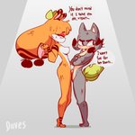 1:1 2020 anthro anthro_on_anthro barefoot biped black_ears black_eyebrows black_hair black_markings bodily_fluids breasts canid clothing countershading crossed_arms dialogue digital_media_(artwork) diives dou_(diives) duo english_text erection eyebrows eyelashes feet felid female fur genital_fluids genitals grey_background grey_body grey_ears grey_fur grey_hair hair hi_res holding_clothing holding_object larger_anthro larger_female long_hair looking_at_another looking_away male male/female mammal markings multicolored_body multicolored_ears multicolored_fur multicolored_hair nipples nude orange_body orange_ears orange_fur orange_hair pantherine panties penis pink_nipples pink_penis precum seeded_rivals side_boob side_view signature simple_background size_difference smaller_anthro smaller_male standing sweat tan_body tan_fur text tiger toes two_tone_body two_tone_ears two_tone_fur two_tone_hair underwear white_body white_fur xingzuo_temple zhenzi_(diives)